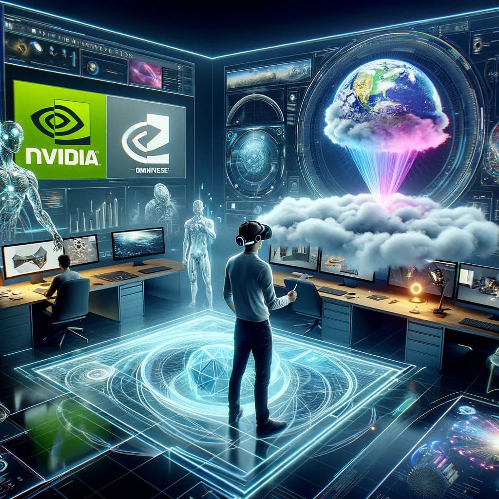 An AI concept of Nvidia Omniverse X Apple Vision Pro 