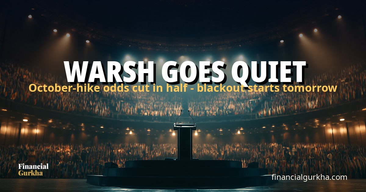 Warsh goes quiet before the blackout — and October-hike odds get cut in half